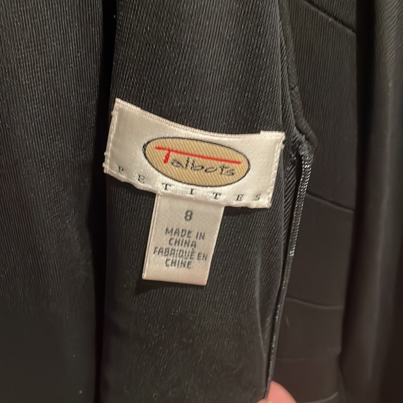 Talbots Black Cocktail Dress with Satin Inset and V Back. - Picture 7 of 12